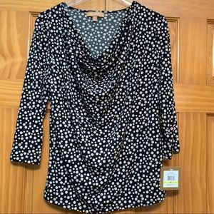 Ellen Tracy Black/White Polka Dot Top NWT